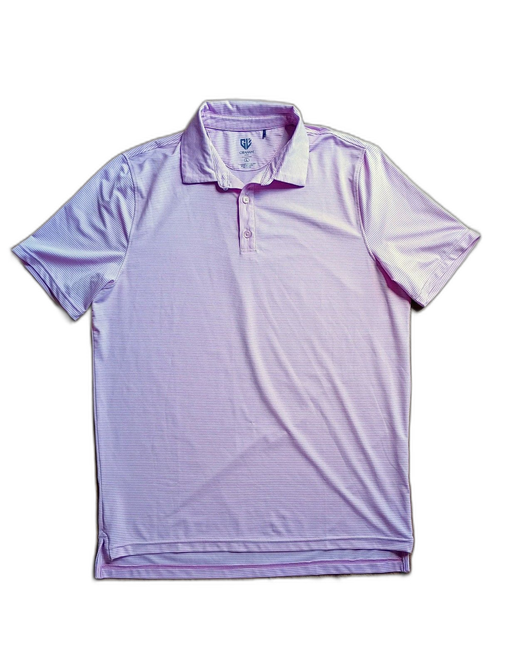 Graham Luxe Pink Stripe Performance Polo L